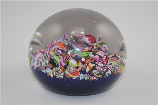 A scrambled glass paperweight, early 20th century, probably Murano, 8cm